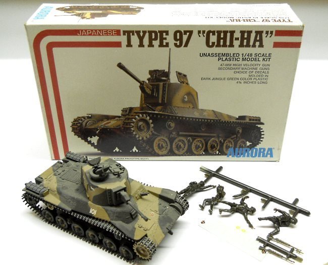 Aurora 1/48 Japanese Type 97 Chi-Ha Medium Tank Built Up, 073 plastic model kit